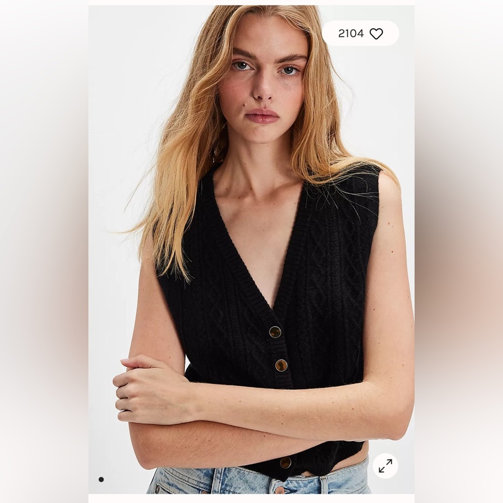Beatrice Cashmere Button-Up Vest by Free People size M, looks like an XS Cream - Picture 5 of 5